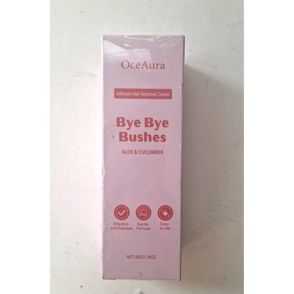 New Sealed OceAura Bye Bye Bushes Hair Removal Cream 1.76oz Aloe & Cucumber
